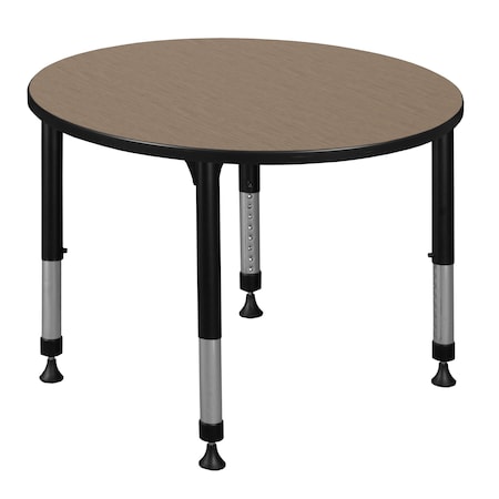 Regency Round Kee Height Adjustable Classroom Activity Table, 42 in W, 42 in L, Noble Oak TB42RNDNOAPBK