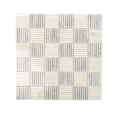 Apollo Tile Gray 12x12 Bianco Carrara Marble Polished Floor and Wall Mosaic Tile 5 sqft/case, 5PK APLDC88L01A