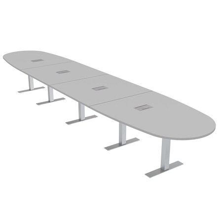Skutchi Designs 18 Person Conference Table With Power Unit | 18' Boval Table | Harmony Series HAR-BOVL-48X216-T-U779-ESIL