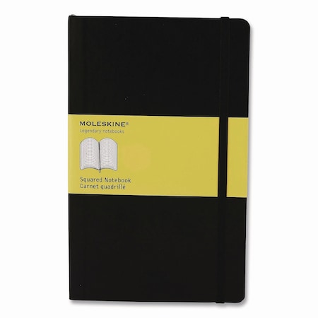 Moleskine Hard Cover Notebook, 1-Subject, Quadrille Rule, Black Cover, 120 8.25 x 5 Sheets 701139