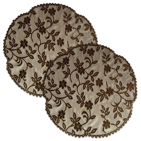 Heritage Lace 20 in. Jasmine Round Doilies, Earth - Set of 2 JM-2000ER-S