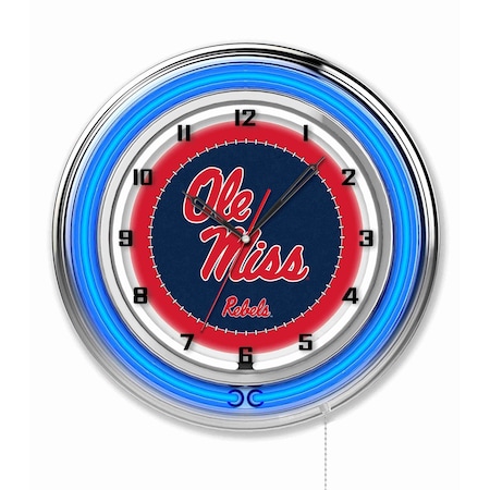Holland Bar Stool Co University of Mississippi Double Neon 19" Clock Clk19MssppU