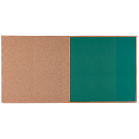 Aarco Combination Board Green Chalkboard w/ Oak Wood Frame, 48''Hx96''W CO4896G