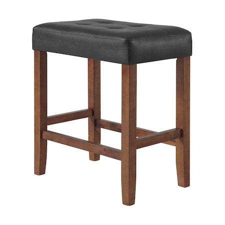 Alaterre Furniture Madison Backless Counter Height Stool True Walnut Finish with Black PU AVMA2170