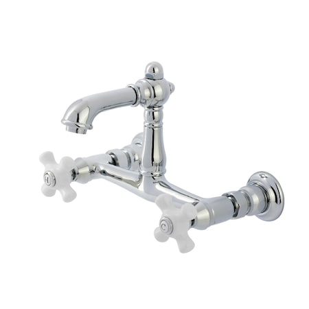 Kingston Brass Double-Handle Wall Mount Bathroom Faucet, Polished Chrome KS7251PX