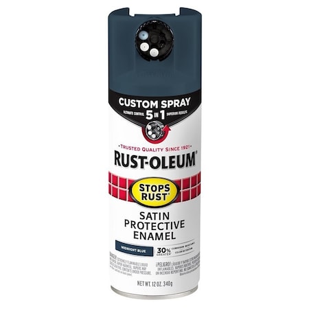 Rust-Oleum Rust Preventative Spray Paint, Satin, Midnight Blue, 12 oz, Can 383422