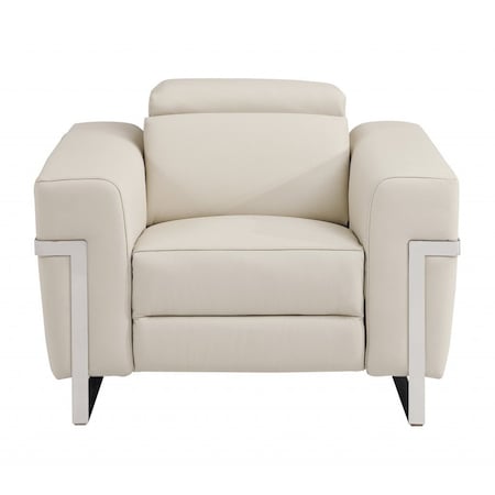Homeroots 41" Beige Italian Leather Power Recliner Chair 482248