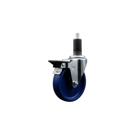 Service Caster 5'' Solid Poly Swivel 1-1/4'' Expanding Stem Caster with Brake SCC-EX20S514-SPUS-PLB-114