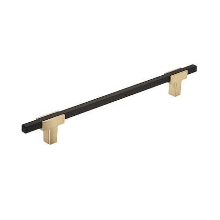 Amerock Urbanite 7-9/16 in 192 mm Center-to-Center Brushed Gold/Matte Black Cabinet Pull BP778192BGLMB
