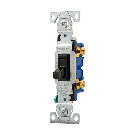 Eaton Wiring Devices Switch, 15 A, 120 V, Screw Terminal, Polycarbonate Housing Material, Black 1301-7BK