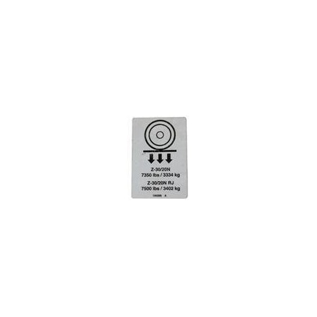 Genie REPLACEMENT DECAL LABEL WHEEL LOAD Z30N+RJ 139586