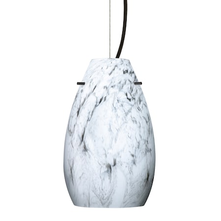 Besa Lighting Besa Pera 9 Pendant, Marble Grigio, Black Finish, 1x 9W LED 1KX-4126MG-LED-BK