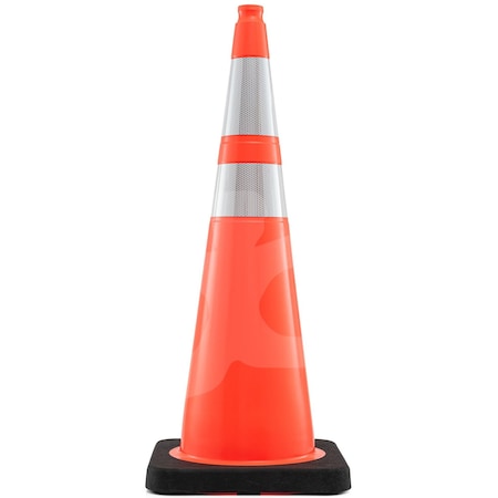 Xpose Safety 36 Inch Multipurpose PVC Orange Traffic Cone with 6in & 4in Reflective Collars, 15lb base OTC36-64-15L-1-X
