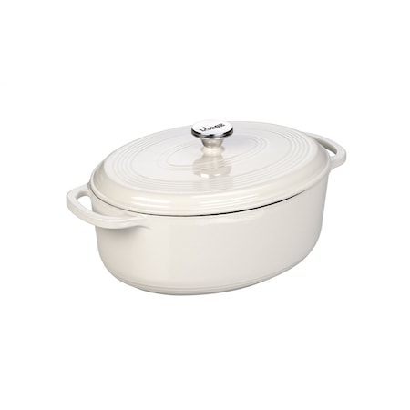 Lodge 7 Quart Oyster Enameled Cast Iron Oval Dutch Oven EC7OD13