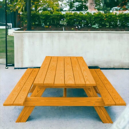 Homeroots 94" Natural Solid Wood Outdoor Picnic Table 525000