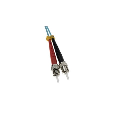 Cable Wholesale ST/UPC OM4 Duplex Fiber Optic Patch Cord, OFNR/LSZH, Multimode 50/125, Aqua Jacket, 7M (22.9 ft) STST-41007