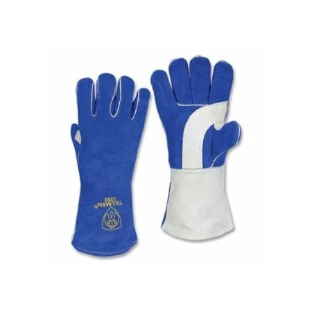 Tillman Stick Welding Glove, 1250, Premium Side Split Cowhide Palm/BOH/Cuff, Lg, Blue/Pearl, 14 in L, 12PK 724-1250LL
