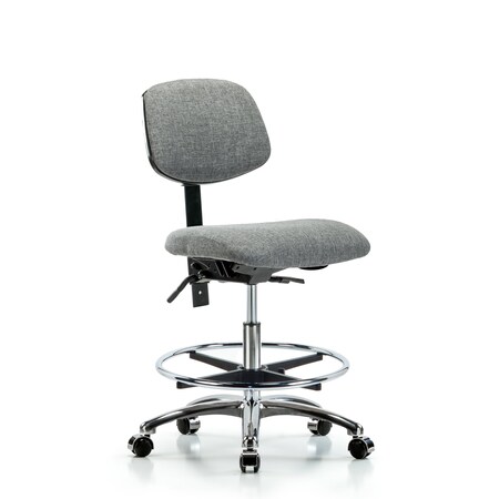 Blue Ridge Ergonomics Chair, Fab, Med Bench, Chr CF Casters, Gry, No Arms, 22" to 29" Height, Gray BR-FMBCH-CR-T0-A0-CF-CC-F44