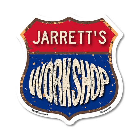 Signmission Jarrett's Workshop, 6 Inch X 6 Inch, Plastic Sign SHI-P-6-489-JARRETT