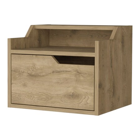 Homeroots 13" Beige Wood One Drawer Floating Nightstand 546198