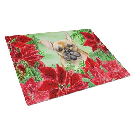 Carolines Treasures French Bulldog Poinsettas Glass Cutting Board, Large CK1336LCB