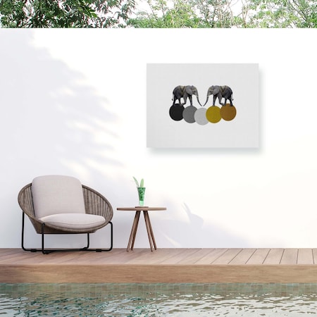 Trademark Fine Art Outdoor Canvas Art Orara Studio Tribal Elephants Wall Art for Patios, or Gardens 1X28433-OC1824WR