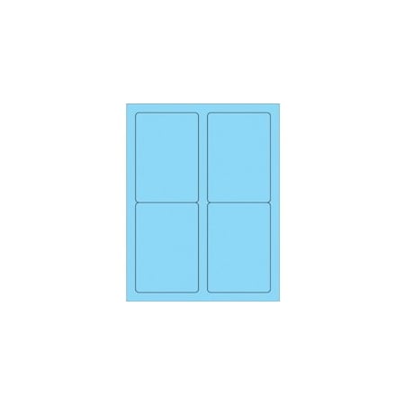 Bubblefast 3 1/2 x 5'' Fluorescent Pastel Blue Rectangle Laser Labels-4 Labels per Sheet BFLL176BE