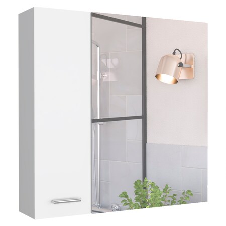 Homeroots 24" White Wood Floating Double Door Bathroom Vanity And Medicine Cabinet With Mirror 543585
