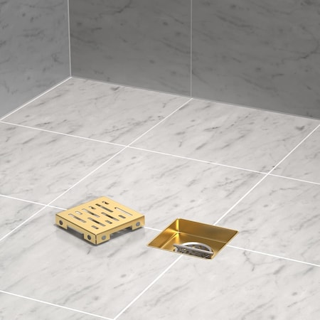 Hydroware Square Shower Drain, C06 Brushed Gold, 4 Inches HYD-0019