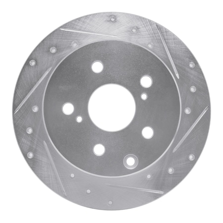 Dynamic Friction Co DFC Brake Rotor - Drilled and Slotted - Silver 631-76134R