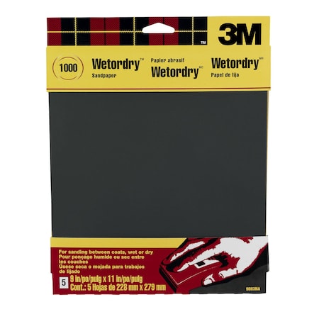 3M 3M Sandpaper, 9 in x 11 in 228 mm x 279 mm 1000-grit, 20PK 9083NA-20
