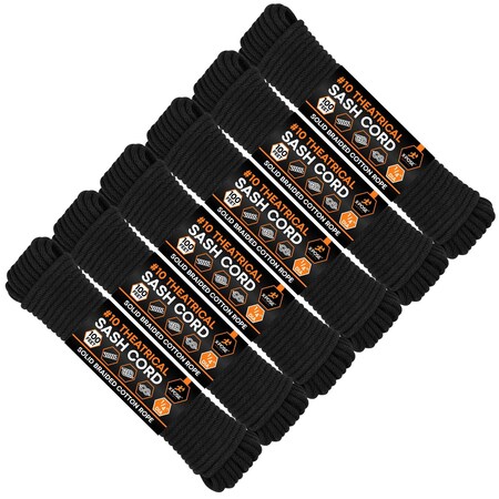 Xpose Safety Black Braided Sash Cord 1/4in x 100ft, 6PK BSC14-100-6-X-S