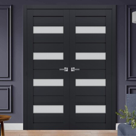 Sartodoors Interior Solid French Double Doors Solid Core Modern Interior VEREGIO7455DD-ANT-36