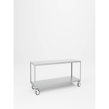 Pucel Mobile Table, Two-Shelf, Phenolic Casters, 60 in W x 30 in H x 24 in D, Gray MT-2460-2P