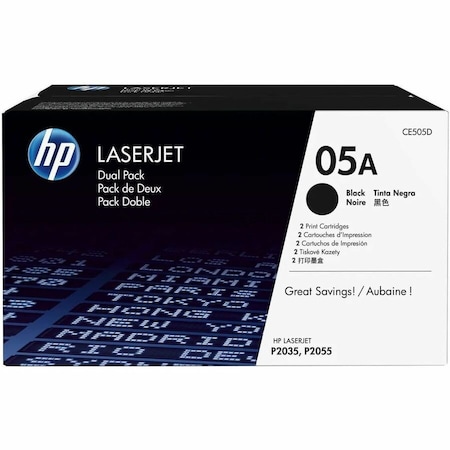 Hp Toner Cartridge, Black, PK2 CE505D