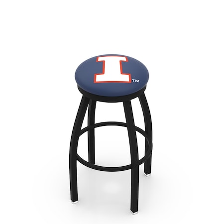 Holland Bar Stool Co 30" Blk Wrinkle Illinois Swivel Bar Stool, Accent Ring L8B2B30IlliniU