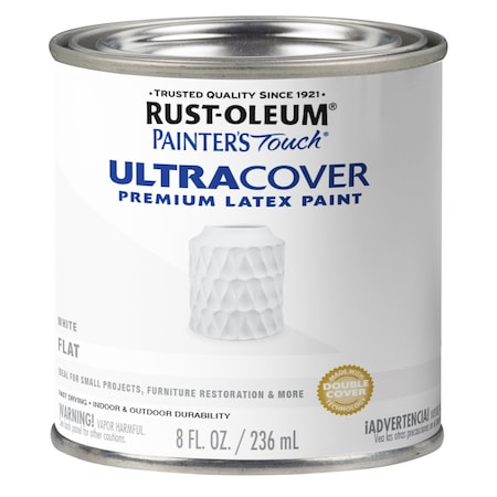Rust-Oleum Interior/Exterior Paint, Flat, White, Half Pint 1990730