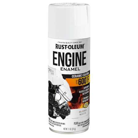 Rust-Oleum Automotive 600 Degrees F Engine Enamel Spray, White, Gloss, 11 oz 366430