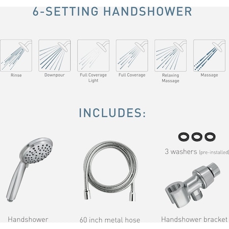 Moen Chrome 6-Function 4'' Dia. Spray Head Handheld Shower 218H0