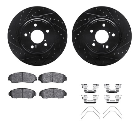 Dynamic Friction Co DFC Rotors-Drilled & Slotted-Black w/ 5000 Advanced Brake Pads Incl Hdw 8512-59087