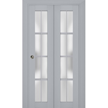 Sartodoors Sliding Closet Bi-fold Doors Grey Solid Core Modern Interior VEREGIO7412BF-GRE-56 x 96 (2* 28x96)