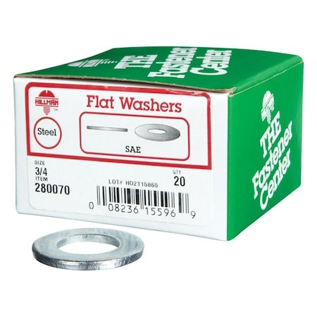 Hillman Zinc-Plated Steel 3/4 in. SAE Flat Washer, 20PK 280070