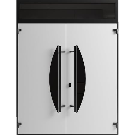 Vdomdoors Front Exterior Prehung Aluminum Double Doors Ronex1077 Teak Top Transom Mirrored Clear Glass Entry RONEX1077DEXD-OAK-W72xH96+12-LH-I