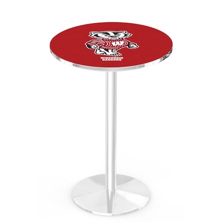 Holland Bar Stool Co 42" Chrome Wisconsin "Badger" Pub Table, 36" dia. Top L214C4236WI-Bdg