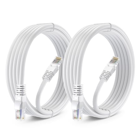 Maximm 12ft Cat6 Round LAN Patch Cable, 2PK, White, 2PK CAT612FT2PKWhite
