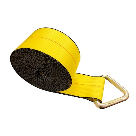 Tie 4 Safe 4'' x 30' Winch Straps w/ Delta Ring WLL: 5,400 lbs. Yellow TWS42-1530-F94-Y-C-1