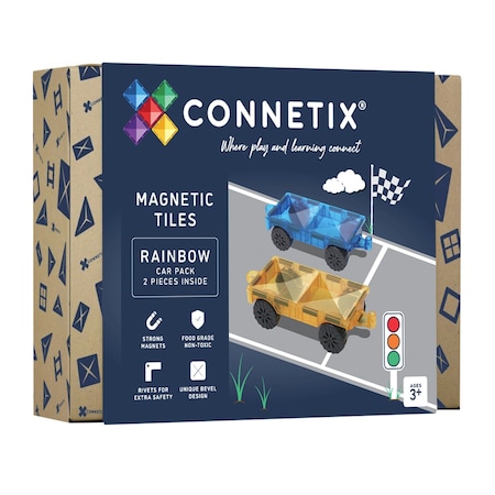 Connetix Magnetic Tiles Rainbow Car Pack, 2-Piece Set CT-R-00002-CA