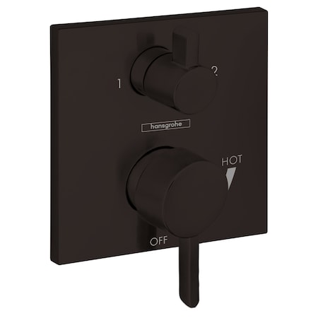 Hansgrohe Ecostat Pressure Balance Trim Square with Diverter in Matte Black 15862671
