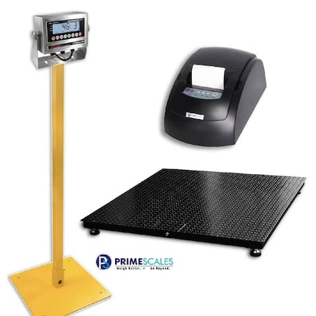 Prime Systems 4x4 Floor Scale 48x48 Indicator Stand Printer 4,000 lb x 1 lb PS-4848FS-4k
