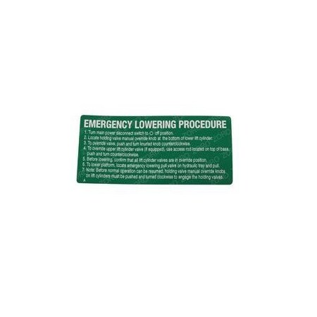 Jlg REPLACEMENT DECAL, EMERGENCY LOWERING 109442